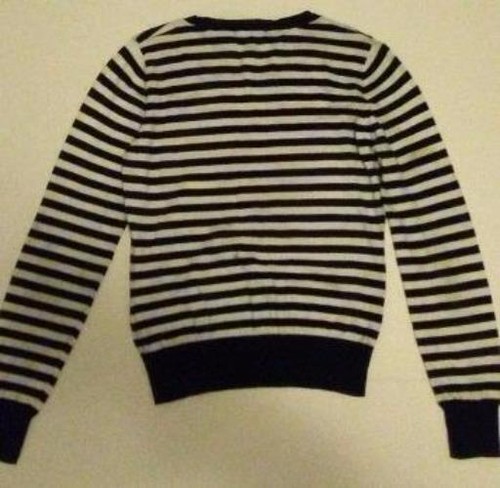 Pre-owned SWEATER PROJECT Juniors Black/White/Red Stripped Sweater Size L Item image 2