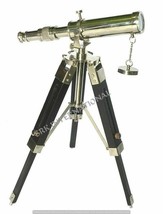 Silver Brass Desk Telescope 9 Handmade With Adjustable Wooden Tripod 12 Stand Na - £41.33 GBP