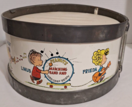 Vtg Chein Peanuts Marching Band Drum Snoopy Charlie Brown Lucy Metal 1963 - £32.03 GBP