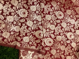 Indian Brocade fabric Red &amp; Gold Fabric Wedding Fabric, Abaya Fabric - NF376 - £5.98 GBP+