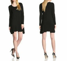 Kensie Women&#39;s Long Sleeve French Terry Drapey Dress, Black, Small - £9.58 GBP