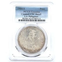 1904-S U.S. Philippines Silver Peso PCGS Genuine Cleaned UNC Detail Coin - $289.87