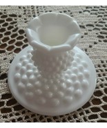 Vintage ~ 3&quot; Candlestick Holder ~ Fenton White Milk Glass Hobnail Design - $42.10 CAD
