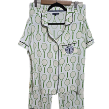 Katie Kime Size Medium Mertcantile Green Tennis Time Crop Pajama Pants Set  - £47.17 GBP