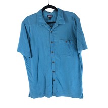 Patagonia Mens A/C Button-Up Shirt Organic Cotton Crinkled Pocket Blue L - £16.91 GBP