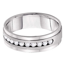 14k White Gold Mens Round Diamond Band Wedding Anniversary Ring 1/2 Ctw - £941.93 GBP
