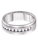 14k White Gold Mens Round Diamond Band Wedding Anniversary Ring 1/2 Ctw - £960.96 GBP