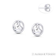 Trinity-Knot Triquetra Irish Celtic Charm 925 Sterling Silver 10mm Stud Earrings - £11.50 GBP