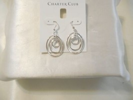 Charter Club 1-3/4&quot; Silver Tone Oval Dangle Drop Earrings C570 - £9.22 GBP