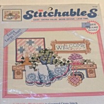 Stitchables Counted Cross Stitch Kit 1992 Welcome Wall Plaque 10&quot; x 8&quot; V... - $14.80