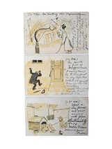 1906 Mans Drunk Night Sequenced Talking Lamppost In Doghouse Selige 3 Postcards - £34.91 GBP