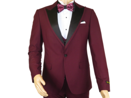 Men 2pc Tuxedo Formal Suit Turkey WESSI J.VALINTIN Extra Slim 128-80 Bur... - £58.76 GBP