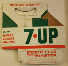VINTAGE 7up BUBBLES cardboard Six Pack Soda Carrier Original Vintage Mead - $54.82