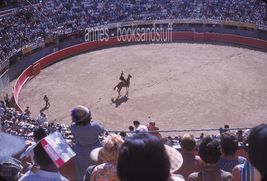 35 mm color slides lot of 4 * 1962 BULL FIGHT ARENA people horse signs - $7.50