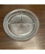 Vintage Divided Glass Crystal Candy Nut Dish Round 7.5" Heavy MCM Mid-Century - $9.99