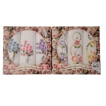 Lot of 2 New Vintage JCPenny Embroidered Handkerchiefs Floral Three Pack... - £7.87 GBP