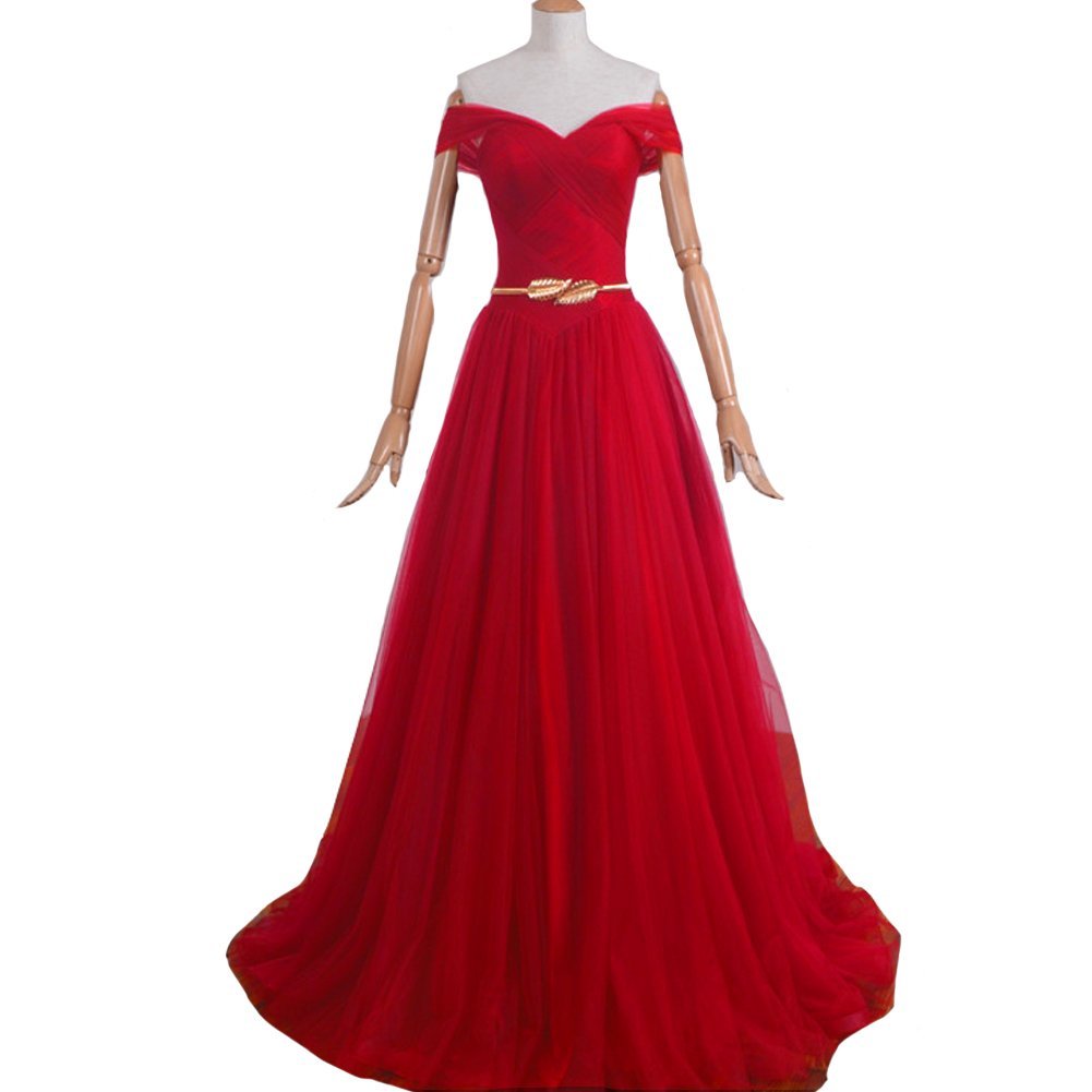 Kivary Off Shoulder Criss Cross Gold Sash Long Corset Formal Prom Party Evening