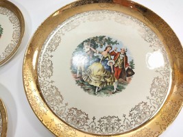 Vintage Sabin Crest O Gold, 22K Gold Colonial Dessert Plate Set (8), Victorian - £98.92 GBP