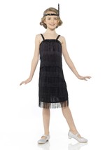 Karnival Costumes Roaring 20s 1920 Black Flapper Dress Girl&#39;s Costume X-large 9- - £38.50 GBP