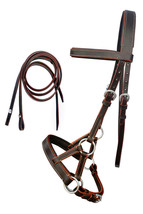 English Western Horse Leather Bitless Bridle Sidepull Halter Reins  Brow... - $59.39+