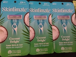 3 pks Skintimate Coconut Delight Scented 4 Blade Disposable Razor 4 Ct(B... - £14.91 GBP