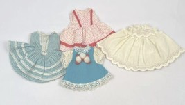 Vintage Doll Clothes Lot For Small Dolls Dress Pinafore Check Dot Lace - £29.89 GBP