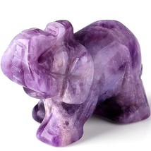 Amethyst Elephant Crystals Healing Stones Decor Crystal Pocket Purple Statue Fig - £12.52 GBP