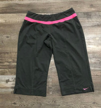 Nike Womens Size Medium Charcoal Gray &amp; Pink Crop Cropped Capri Athletic Pants - $15.77