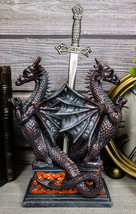 Guardian Double Dragons With Celtic Rune Sword Letter Opener Figurine Set - £32.15 GBP