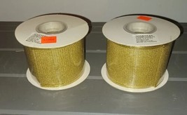 2 Rolls Wired Edge Holiday Ribbon 2.5&quot; X 10 Y Each Gold Glitter New - £9.42 GBP