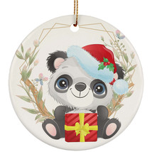 Funny Baby Panda Ornament Flower Wreath Christmas Gift Decor For Animal Lover - £12.01 GBP