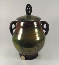 Vtg. Asian Hand Thrown Stoneware Pottery Jar w/ Lid Salt Glazed Artist Signed - $40.91