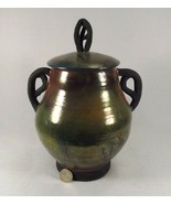 Vtg. Asian Hand Thrown Stoneware Pottery Jar w/ Lid Salt Glazed Artist S... - $40.91