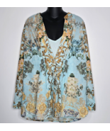 Soft Surroundings Womens Large Top Blouse &amp; Cami 2 Pc Set NEW Baroque Fl... - $49.99