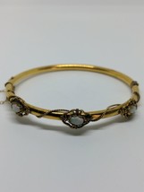 Vintage Solid 14k Gold Opal Hinged Bangle Bracelet 6.5&quot; - $699.99