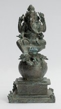 Antico Giavanese Stile Bronzo Seduta Majapahit Ganesha Statua - 24cm/25.4cm - £817.06 GBP