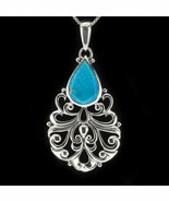 Amazing Turquoise Sterling Silver Pendant 64 mm Long - $2,417.26 MXN