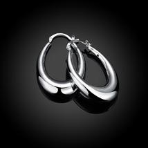 47mm Thick Cut Hoop Earring in 18K White Gold Plated - £7.70 GBP