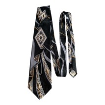 Alexander Lloyd Men’s Silk Tie – Geometric Diamond Pattern – Black, Gold... - $413.18 MXN