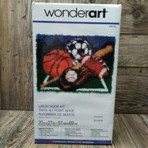 WONDERART Caron Latch Hook Kit 426162 Sports Baseball Football Soccer 20x27 - $19.79