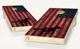 American Flag Lineman Cornhole Board Vinyl Wrap Laminated Sticker Set Decal - £42.70 GBP