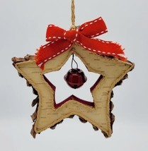 Handmade Rustic Wooden Cut-out Star Christmas Ornament w/ Twine Hanger - $9.89