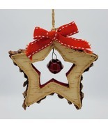 Handmade Rustic Wooden Cut-out Star Christmas Ornament w/ Twine Hanger - £7.90 GBP