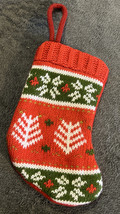 Christmas Stocking Decor Red Green White Yarn - £4.70 GBP