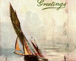 Raphael Tuck Aquarette Christmas Greetings Ship on Water 1908 Vtg Postcard - £7.29 GBP