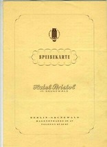 Hotel Bristol im Grunewald Menu Berlin Germany 1950 - £25.55 GBP