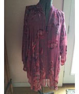 DeLuxe Vintage Velvet&amp;Silk Mucha Pink Boho Kimono Jacket - $315.59 CAD