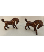 VTG MCM Enesco? 2pc Carved Cubist Geometric Ceramic Wild Horse Equine Fi... - $33.33 CAD