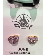 Disney Parks Mickey CZ Lt Amethyst June Faux Birthstone Earrings Gold Color - $47.70 CAD