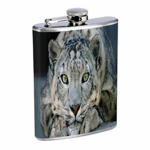 Snow Leopard Em1 Flask 8oz Stainless Steel Hip Drinking Whiskey - £11.90 GBP
